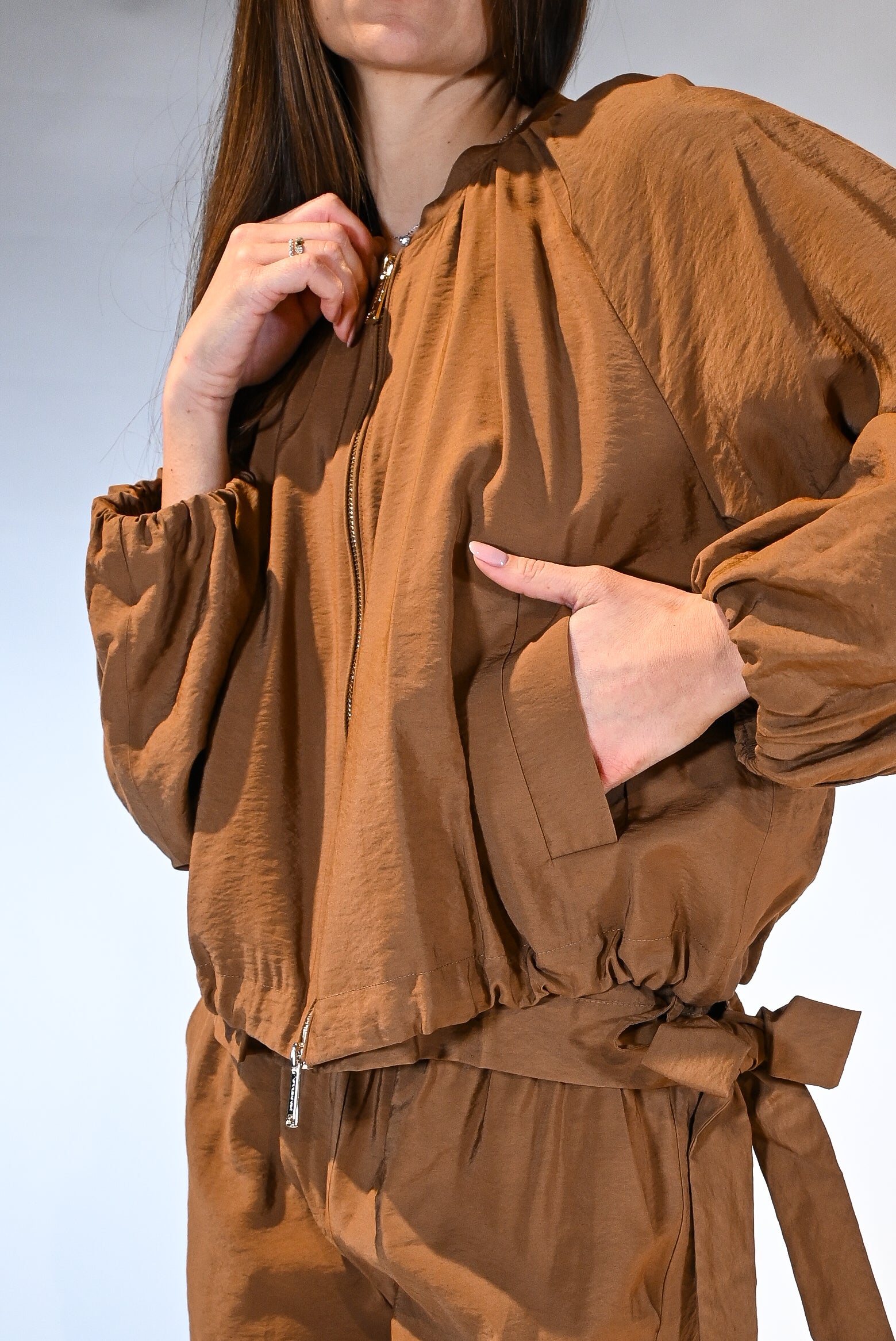 Bomber Fluido con Arricciature – Tabacco - Marella