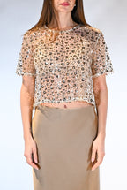 Top Crop a Fiori in Paillettes - Vicolo
