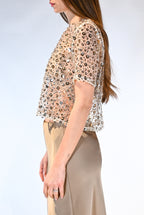 Top Crop a Fiori in Paillettes - Vicolo