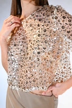 Top Crop a Fiori in Paillettes - Vicolo