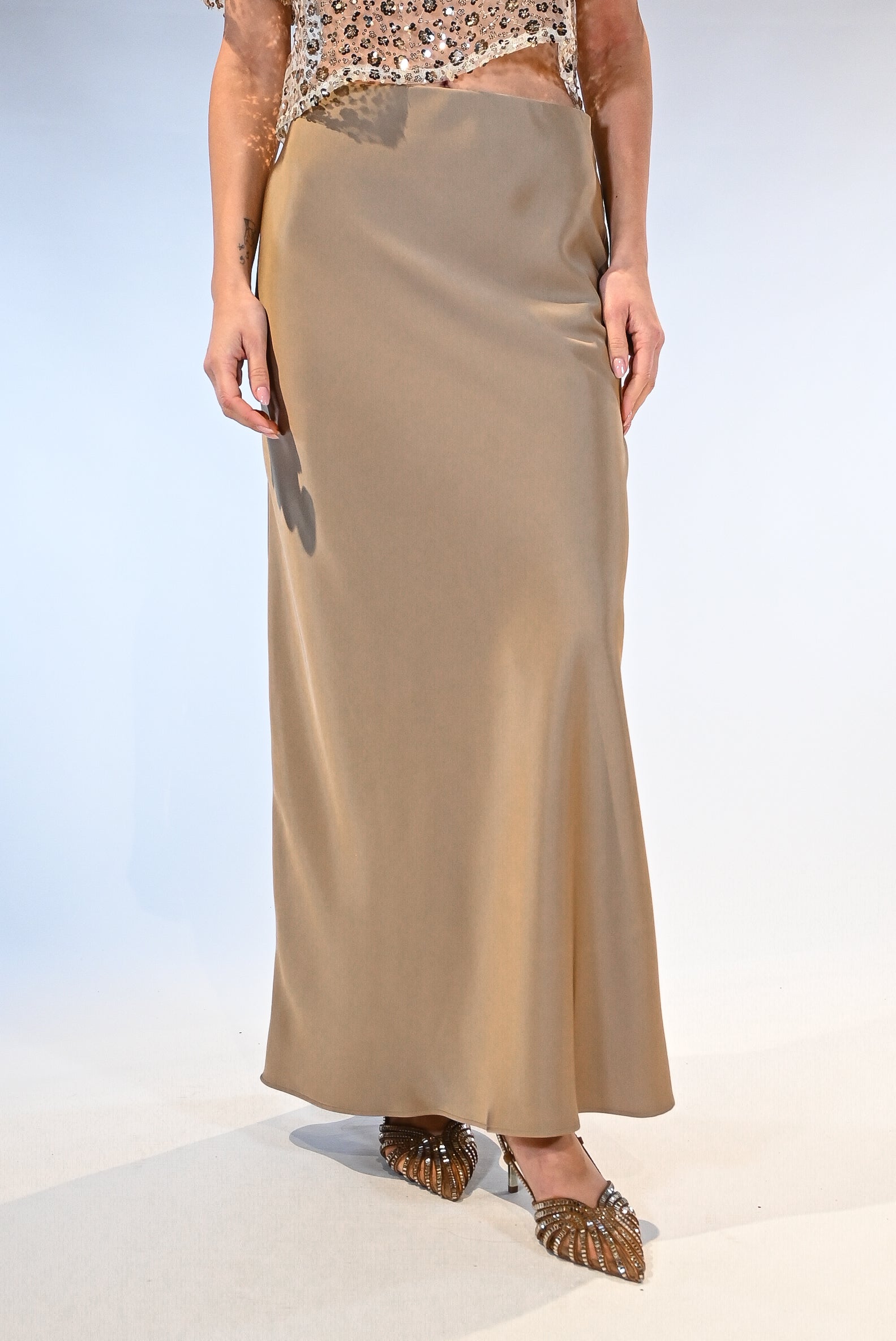 Gonna in raso sabbia - Penny Black