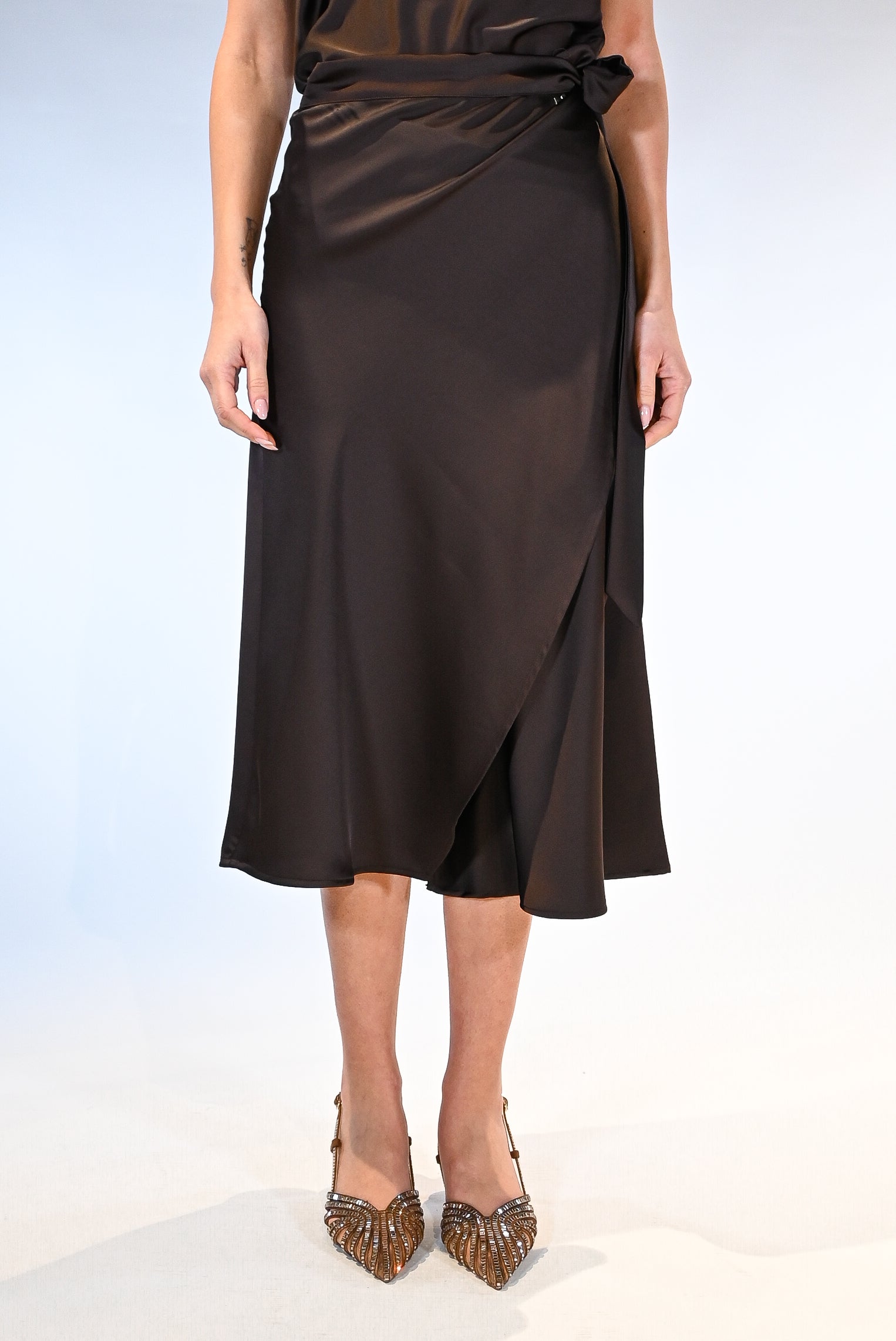 Gonna midi a portafoglio marrone - Souvenir