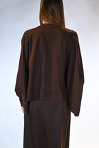 Maxi T-Shirt Strutturata con Maniche a Pipistrello marrone - Vicolo