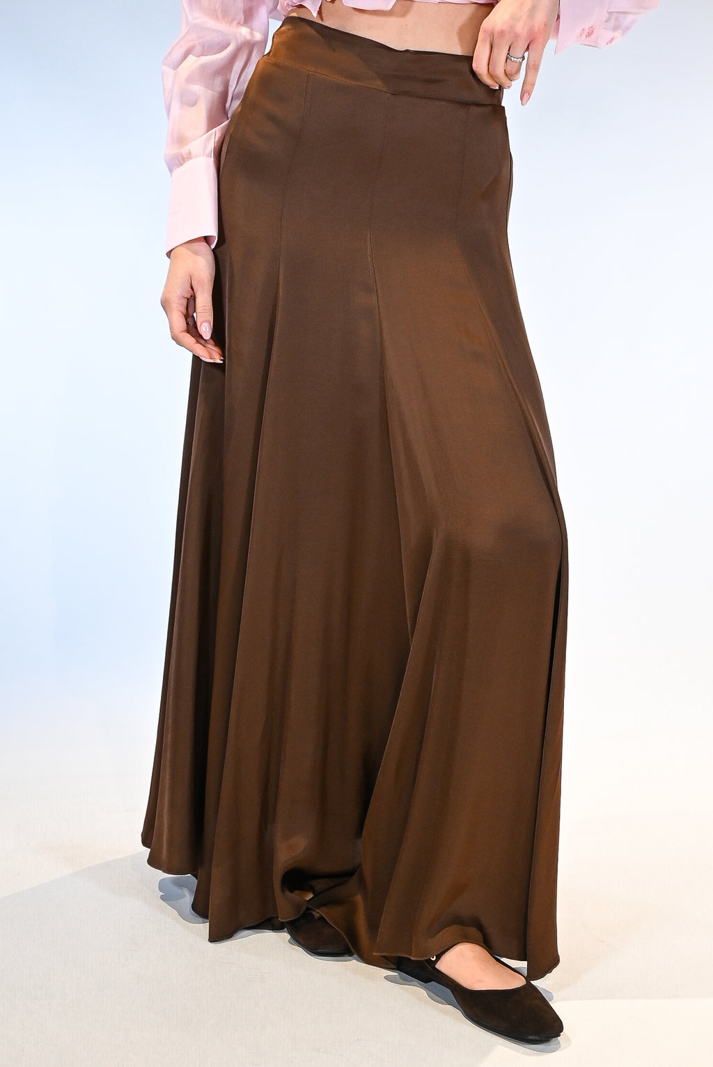 Gonna  in Satin marrone - Vicolo