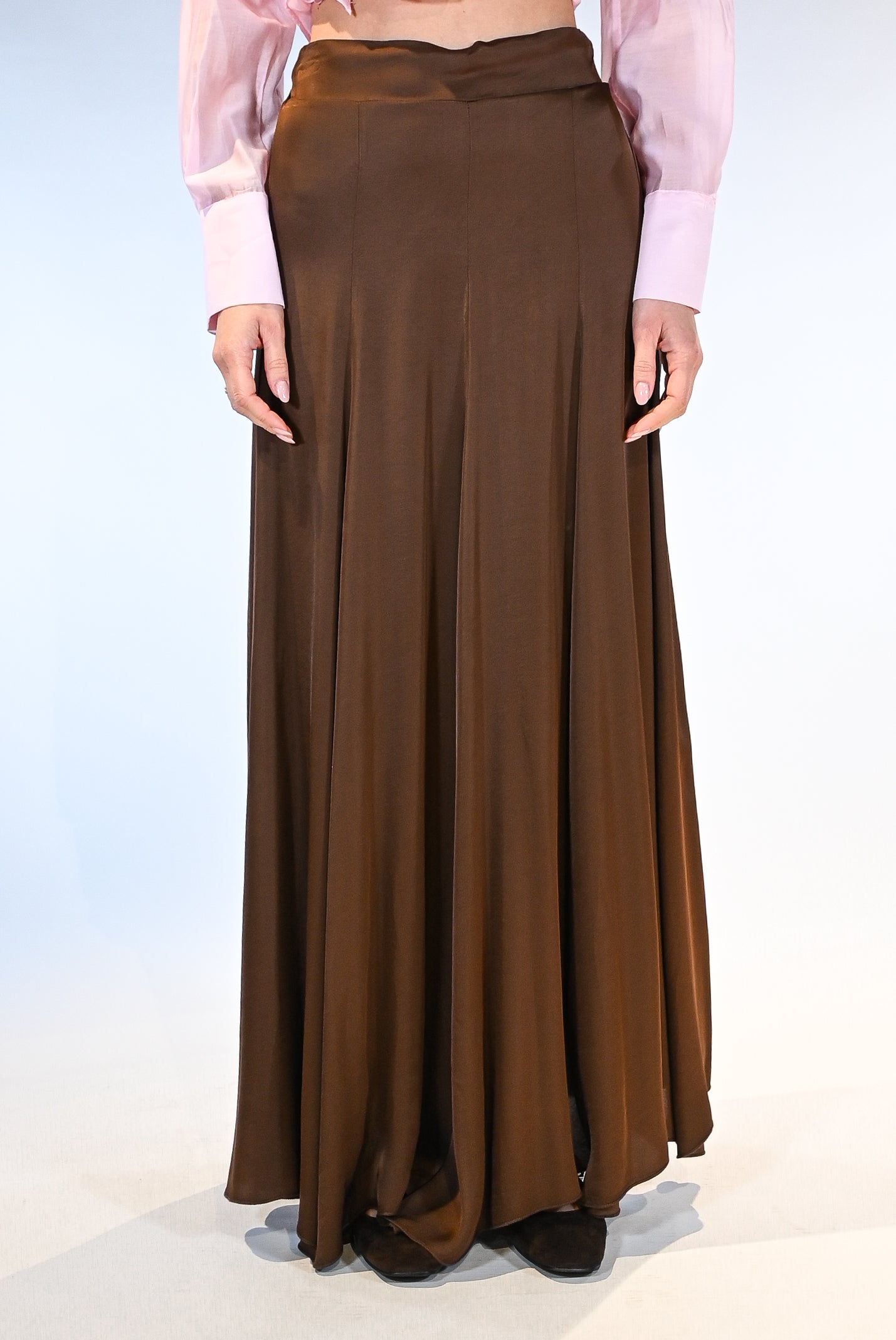 Gonna  in Satin marrone - Vicolo