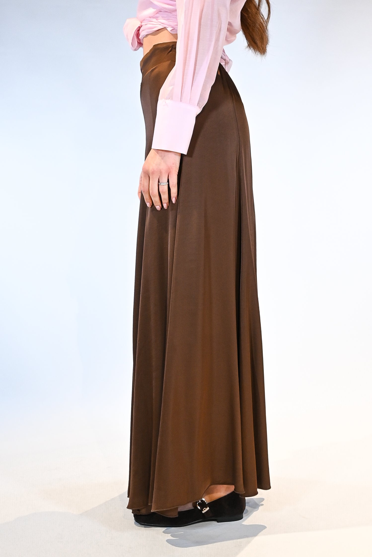 Gonna  in Satin marrone - Vicolo