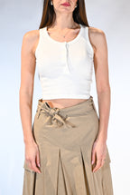 Canotta Cropped a Costine con Bottoni  bianco - Vicolo