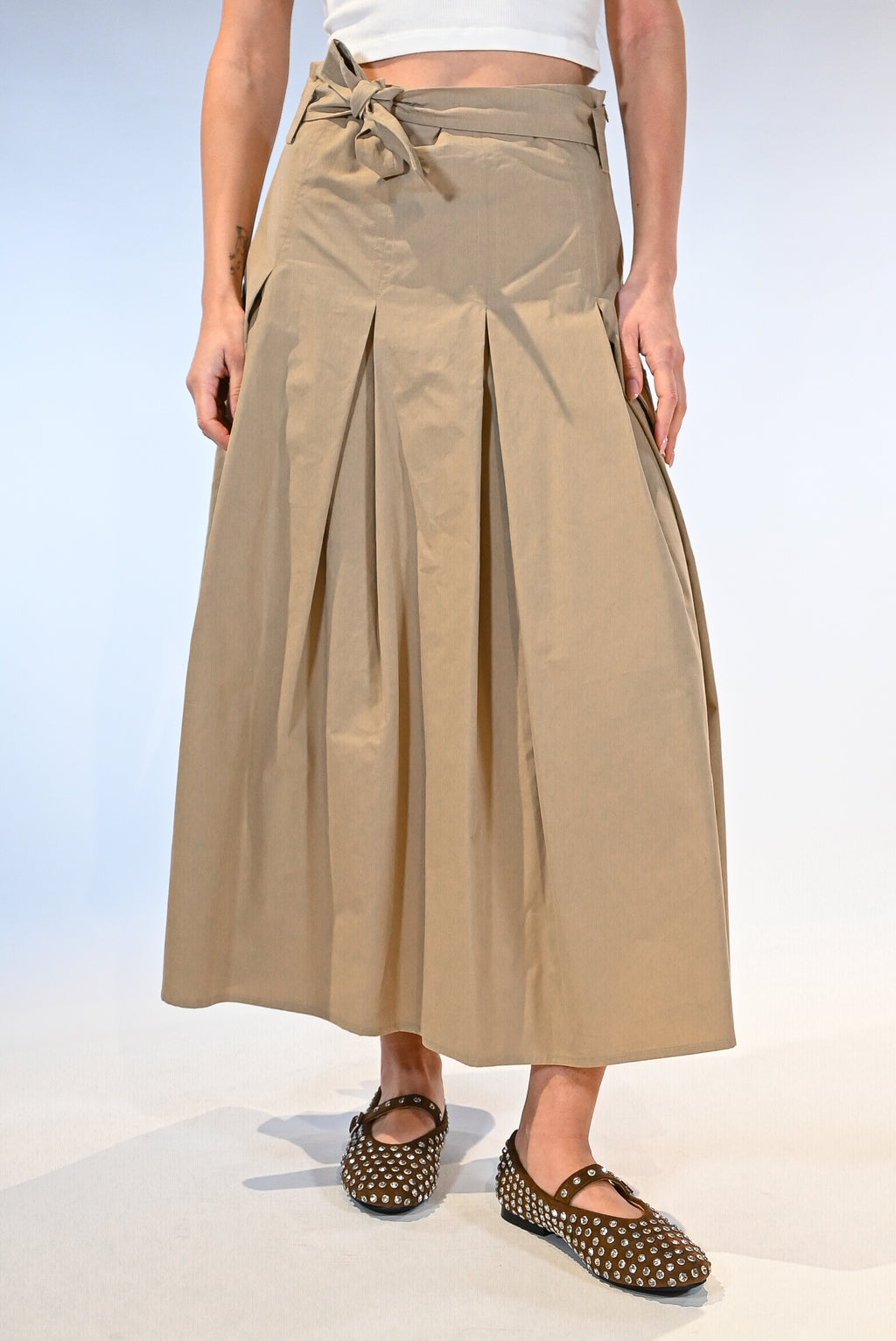 Gonna midi a pieghe sabbia - Vicolo