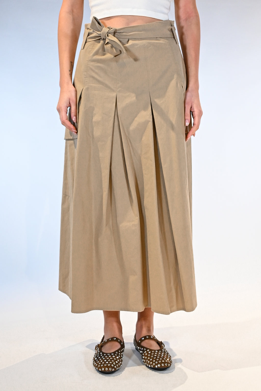 Gonna midi a pieghe sabbia - Vicolo