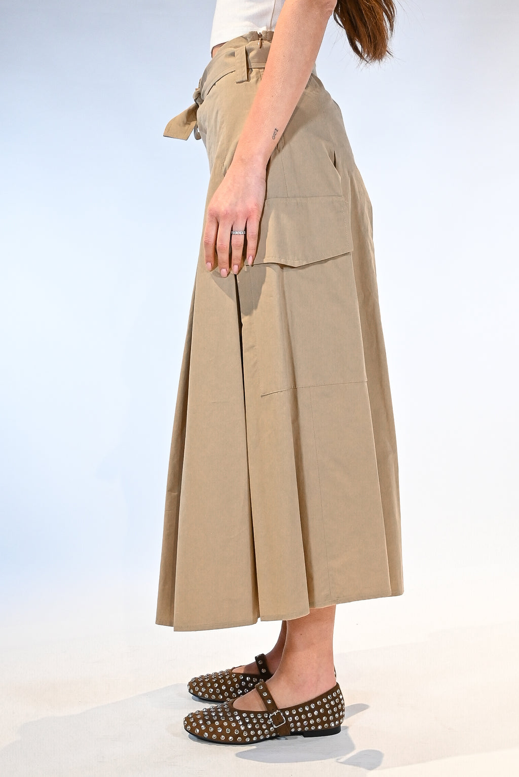 Gonna midi a pieghe sabbia - Vicolo