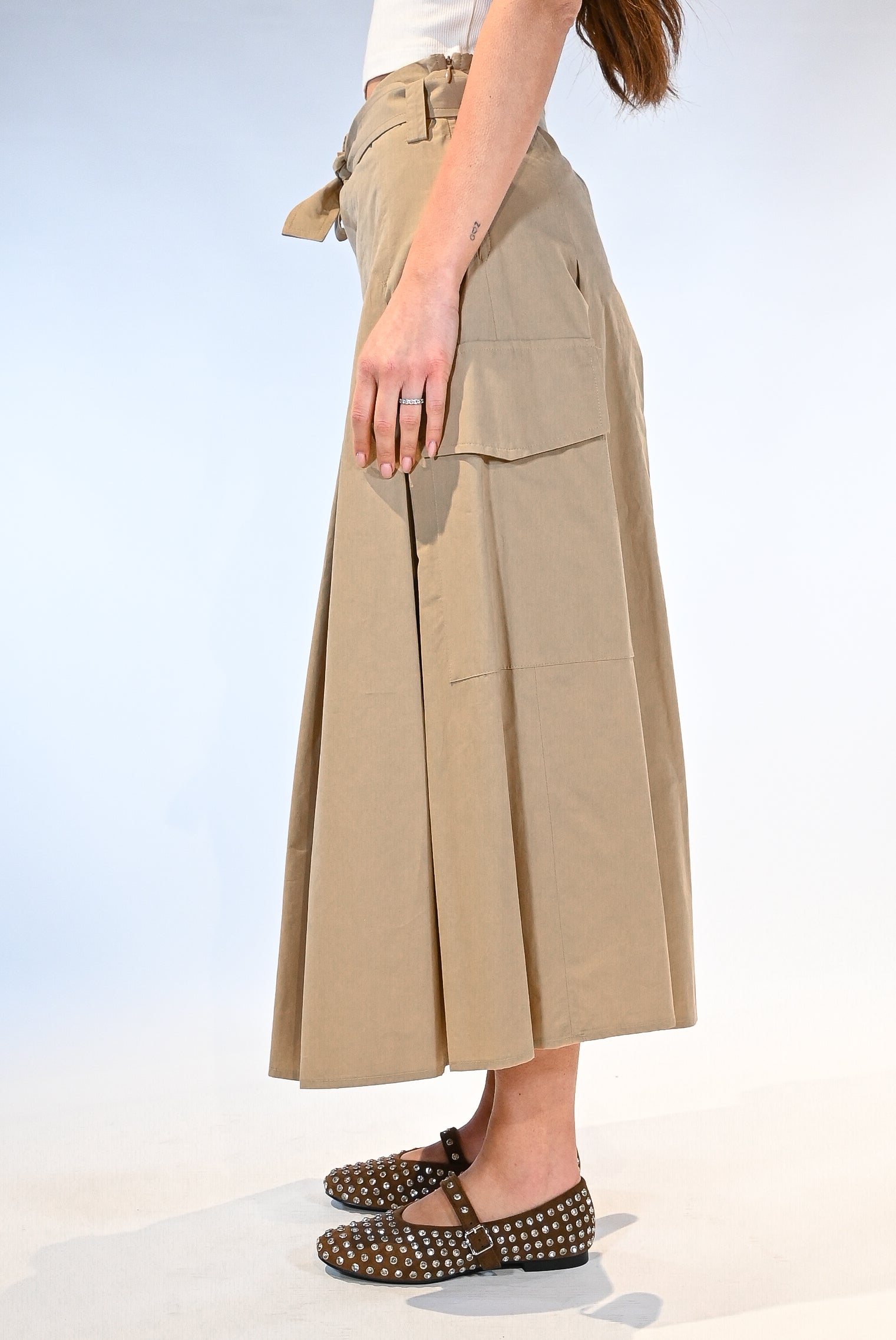 Gonna midi a pieghe sabbia - Vicolo