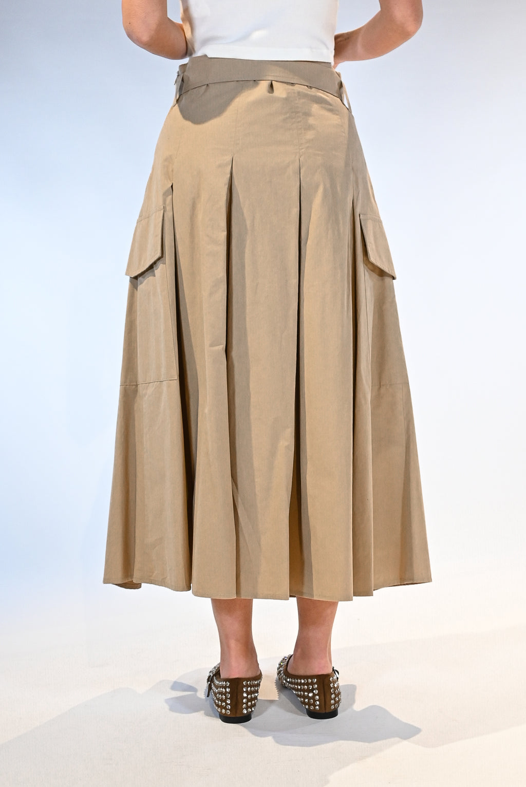 Gonna midi a pieghe sabbia - Vicolo