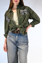 Camicia Utility con fiocco verde militare - Souvenir