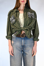 Camicia Utility con fiocco verde militare - Souvenir