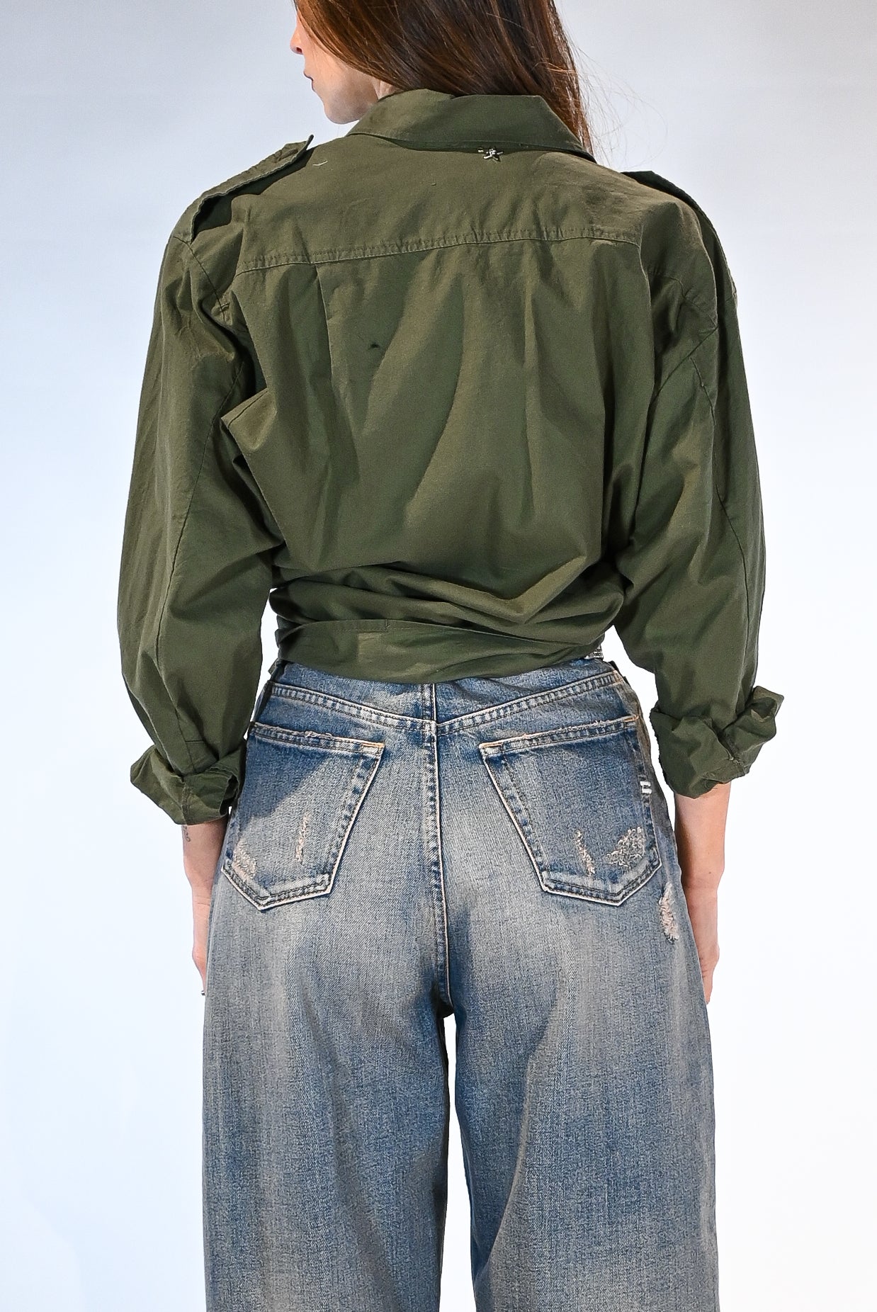 Camicia Utility con fiocco verde militare - Souvenir