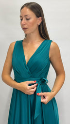 Abito Lungo da Cerimonia con Scollo a V verde smeraldo - Berti Mode Collection
