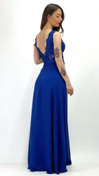 Berti Mode Collection - Abito blu con corpetto ricamato