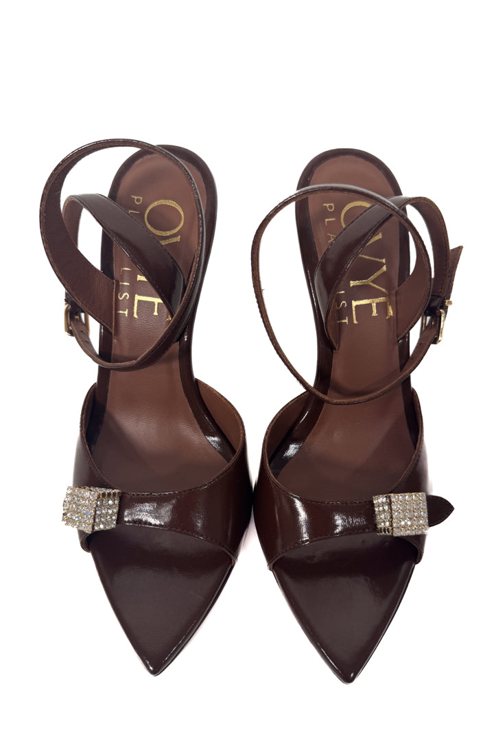 Sandalo Slingback a Punta con Cubo di Cristalli – Testa di Moro - Ovye'