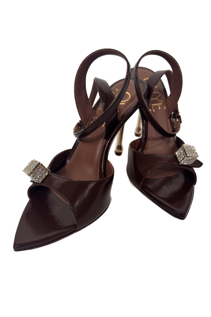 Sandalo Slingback a Punta con Cubo di Cristalli – Testa di Moro - Ovye'