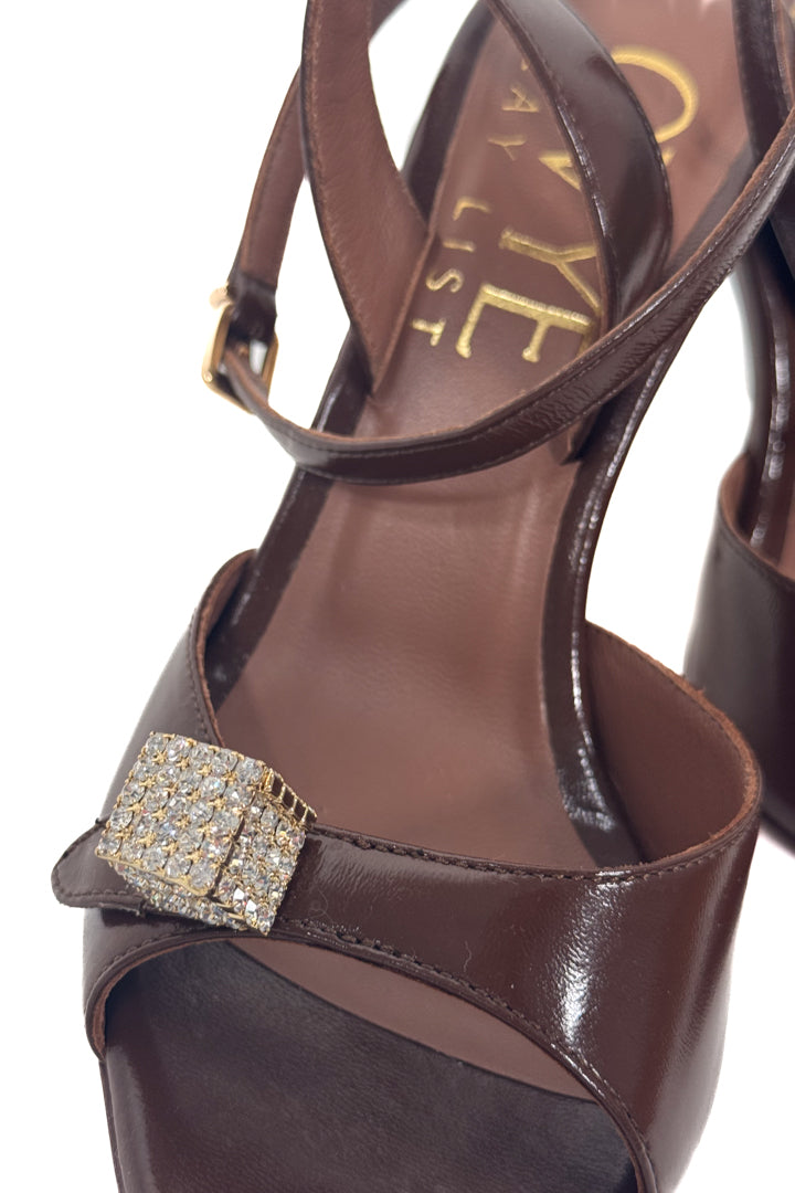 Sandalo Slingback a Punta con Cubo di Cristalli – Testa di Moro - Ovye'