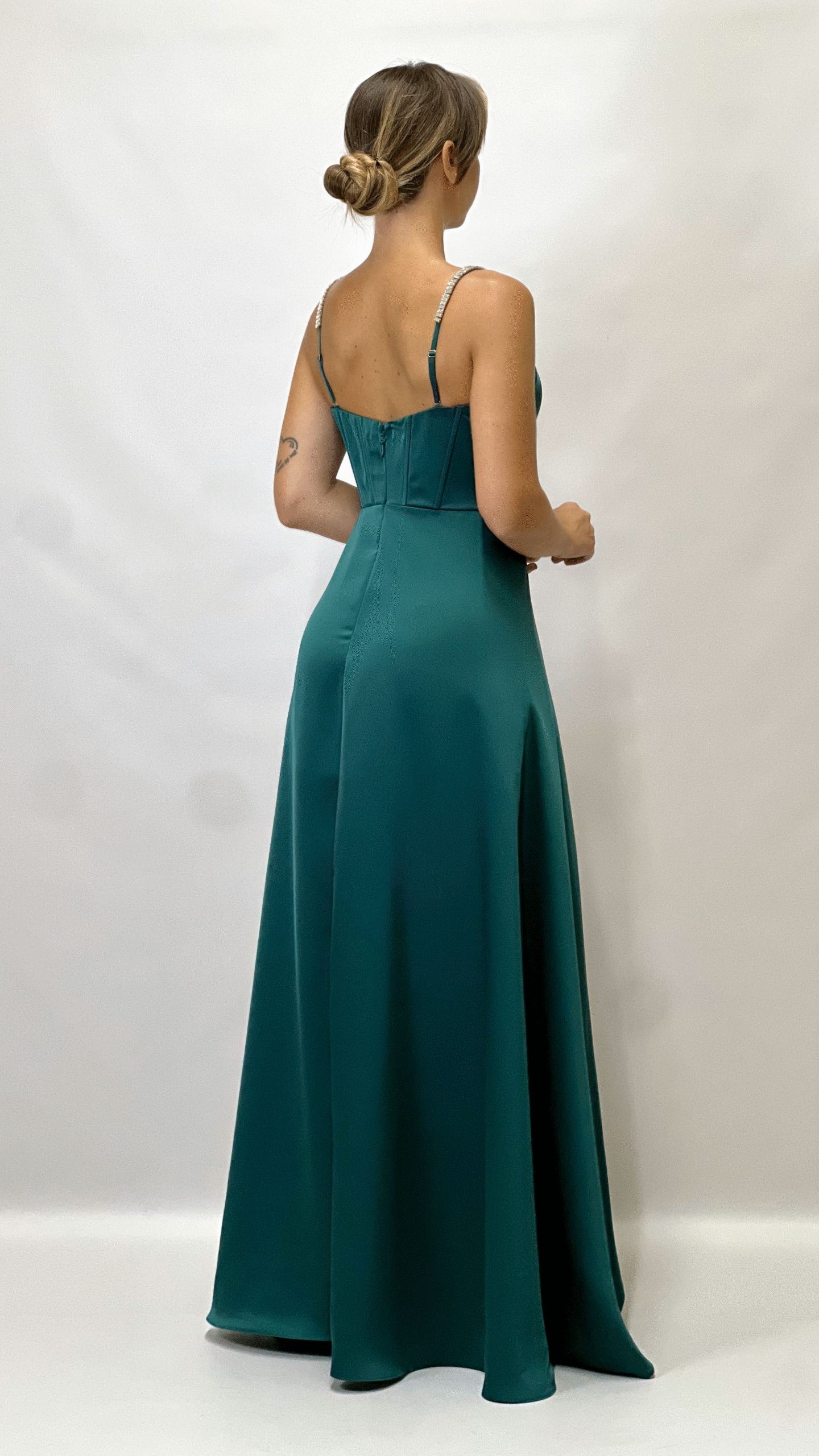 Berti Mode Collection - Abito lungo raso smeraldo