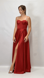 Berti Mode Collection - Abito lungo raso rosso