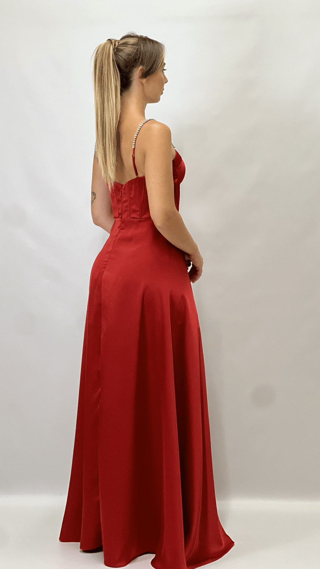 Berti Mode Collection - Abito lungo raso rosso