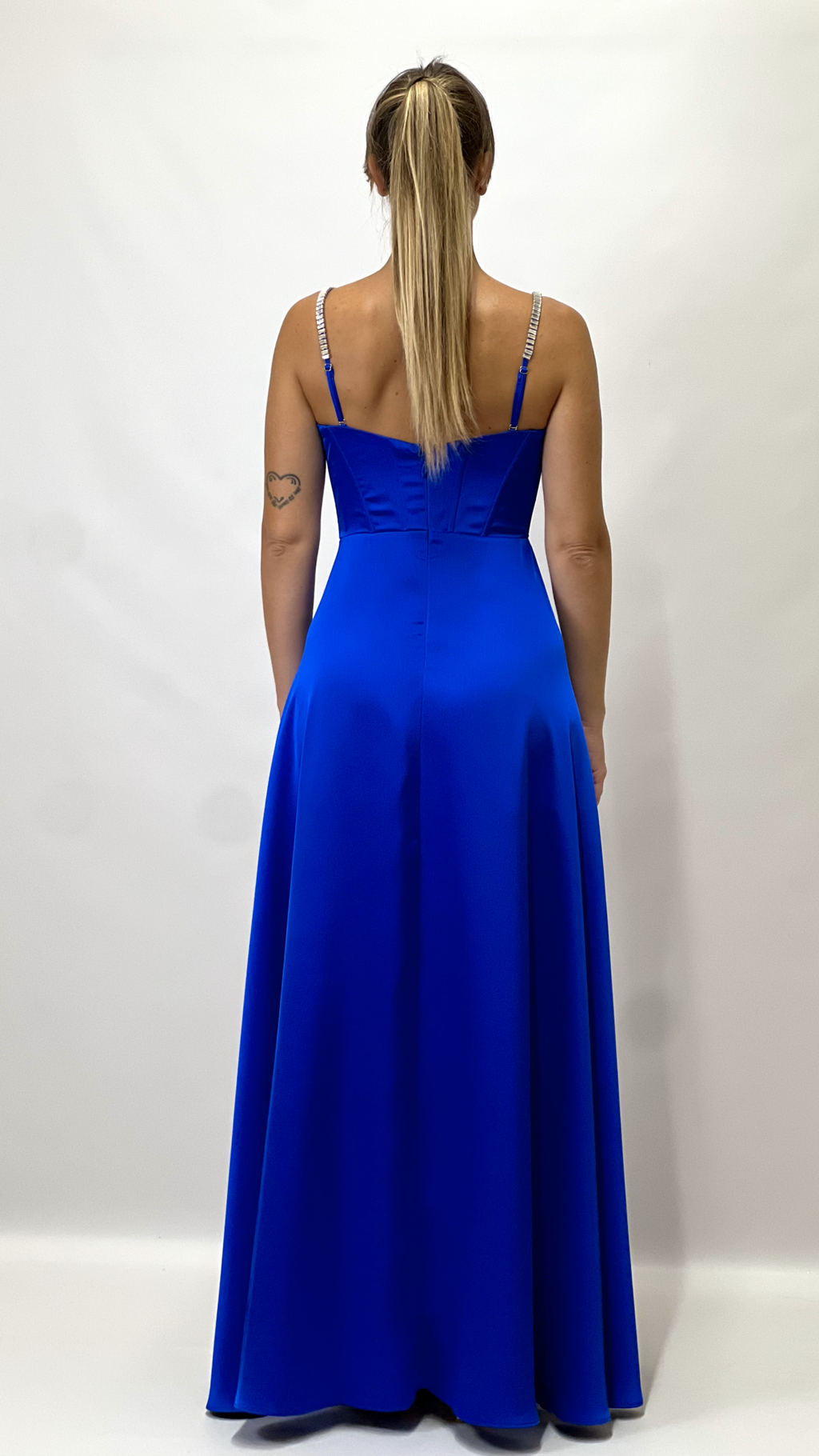 Berti Mode Collection - Abito lungo raso bluette