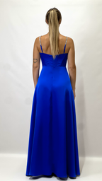 Berti Mode Collection - Abito lungo raso bluette