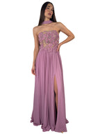 Abito lilla con corpetto lavorato - Berti Mode Collection