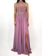 Abito lilla con corpetto lavorato - Berti Mode Collection