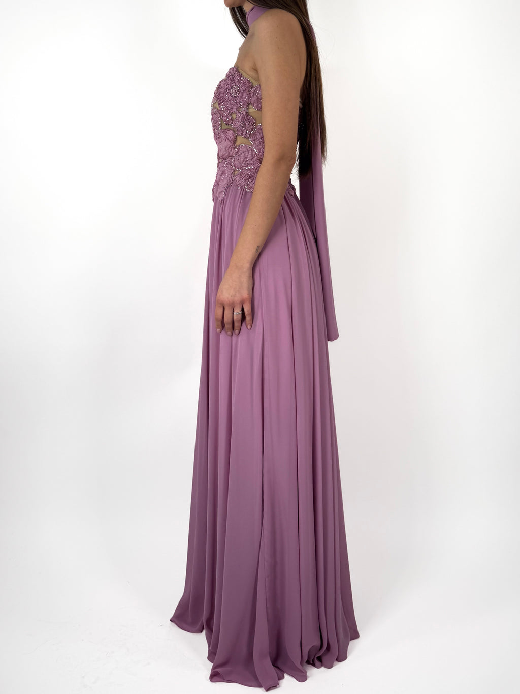 Abito lilla con corpetto lavorato - Berti Mode Collection