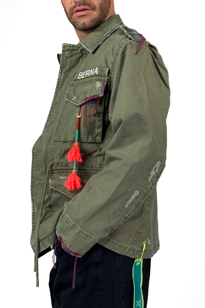 Overshirt con coulisse in vita verde militare - Berna