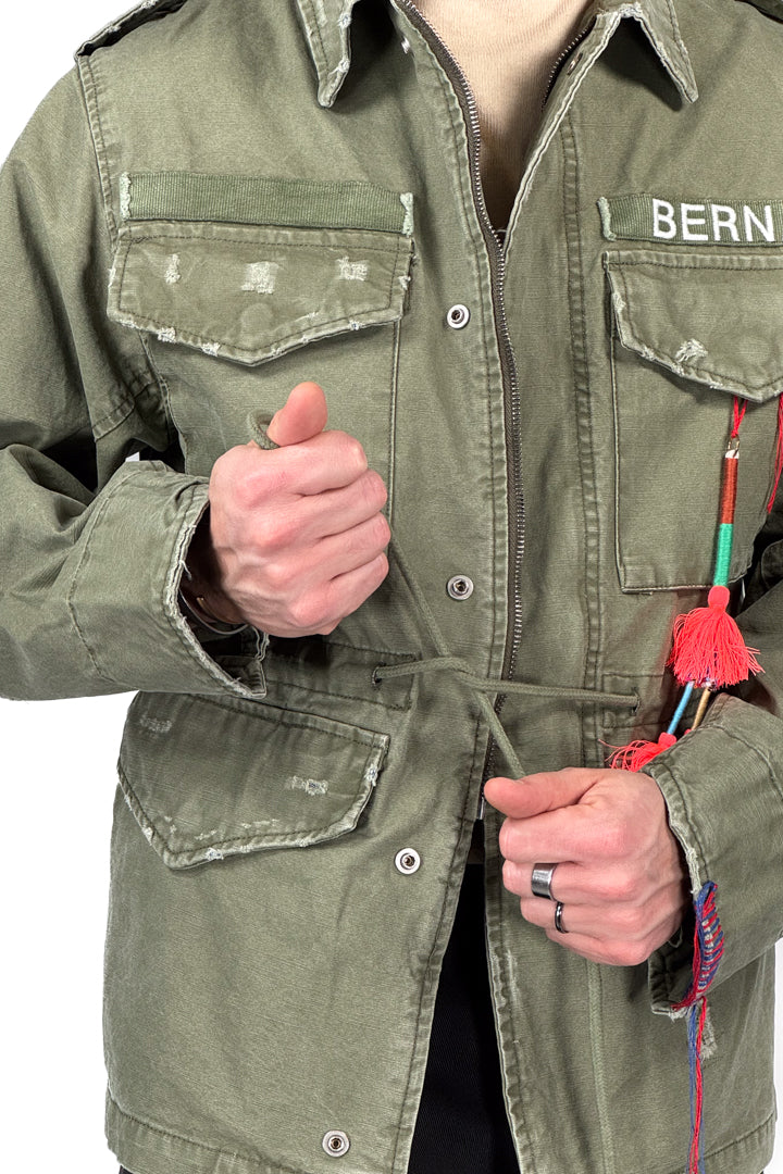 Overshirt con coulisse in vita verde militare - Berna
