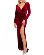 Berti Mode Collection - Abito rosso drappeggiato e aderente in velluto