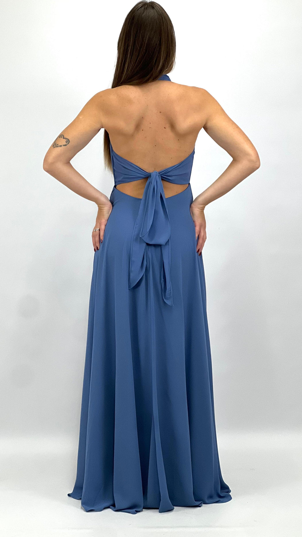 Abito Lungo da Cerimonia con Scollo all'Americana carta da zucchero  - Berti Mode Collection