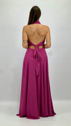 Abito Lungo da Cerimonia con Scollo all'Americana magenta - Berti Mode Collection