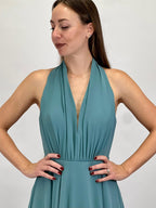 Abito Lungo da Cerimonia con Scollo all'Americana verde salvia - Berti Mode Collection