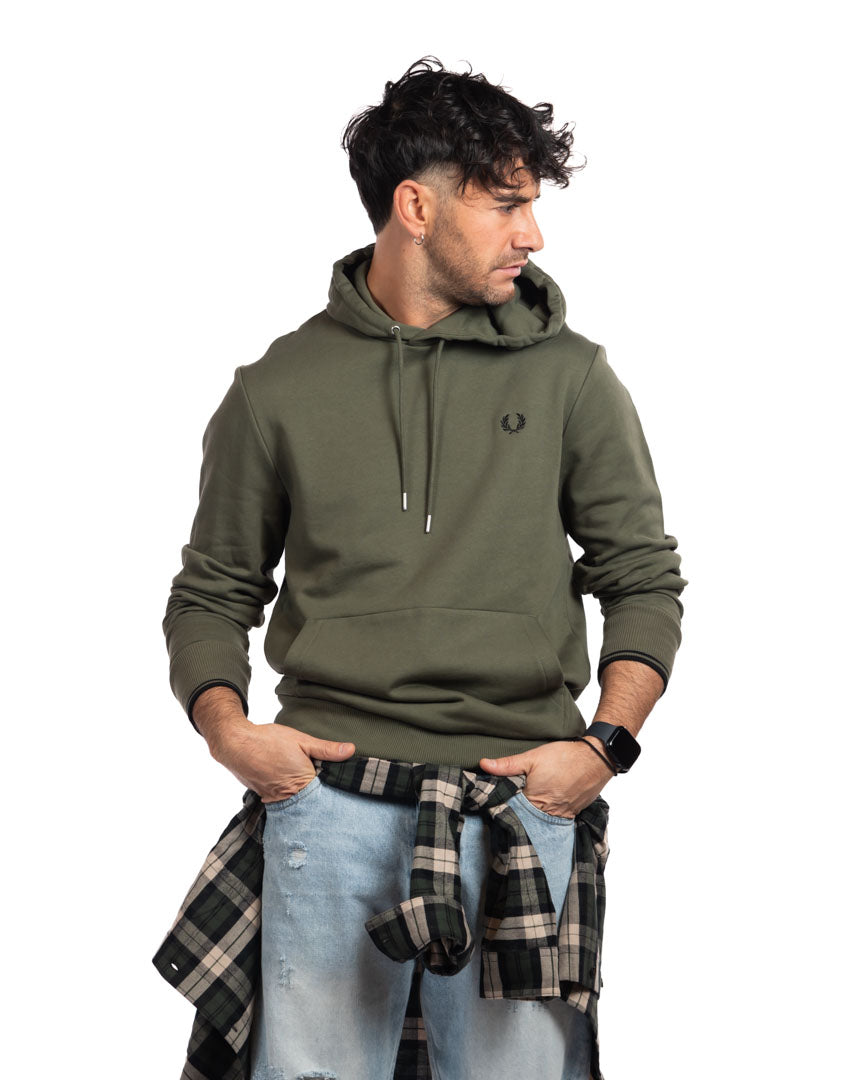 Fred Perry - felpa con cappuccio verde