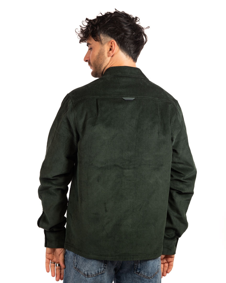 Fred Perry - overshirt verde a costine