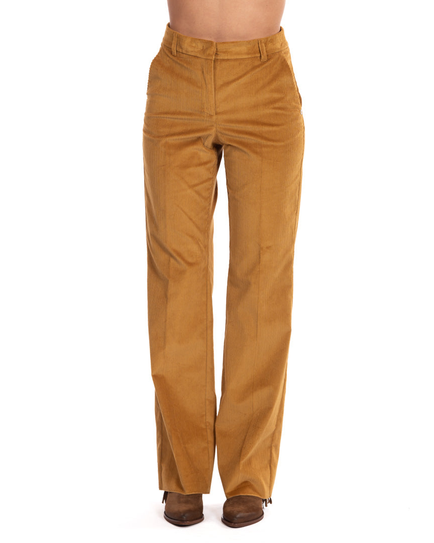 Roy Roger's pantaloni in velluto beige