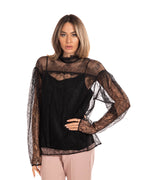 Twinset blusa in pizzo nera