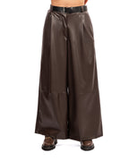 Vicolo pantalone in ecopelle marrone