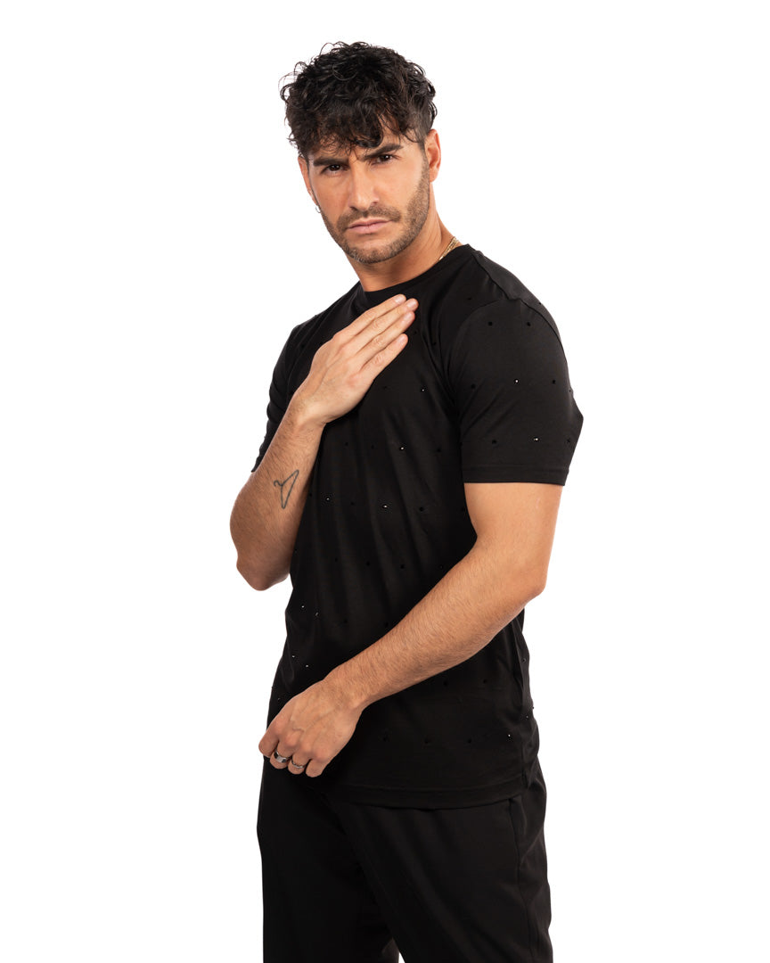 Antony Morato t-shirt nera con strass