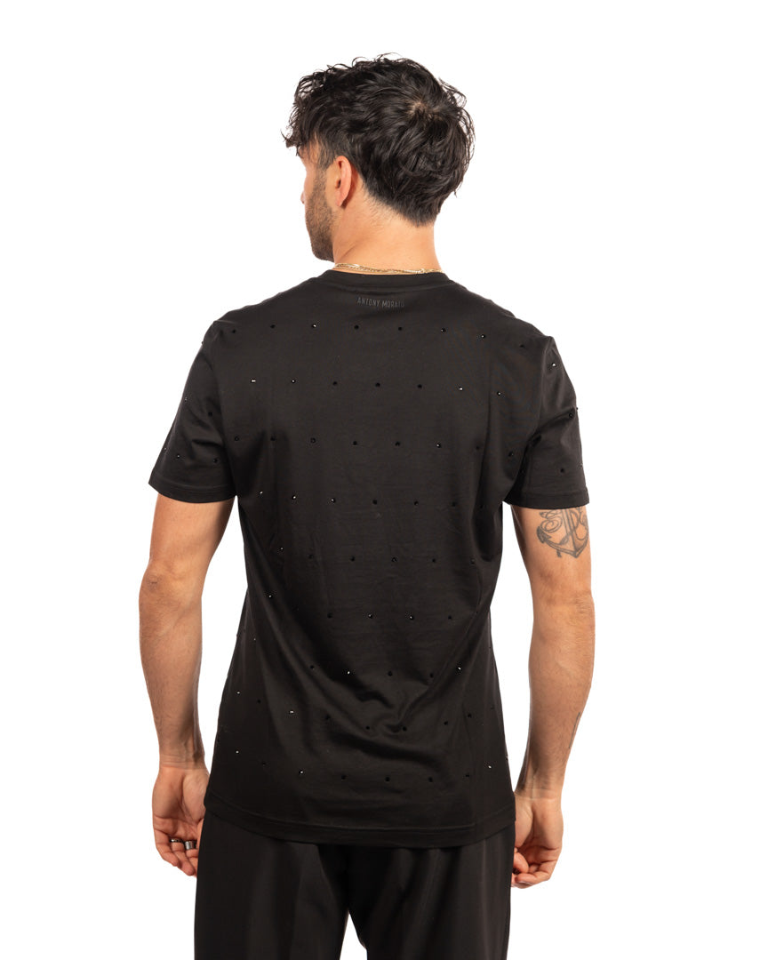 Antony Morato t-shirt nera con strass