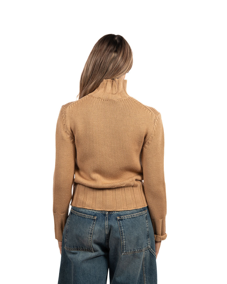 Berti Mode Collection maglione collo alto cammello