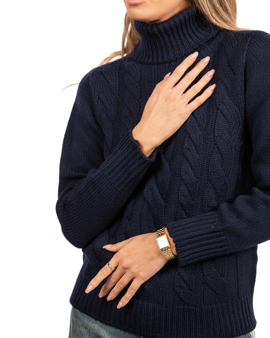 Berti Mode Collection maglione collo alto  blu