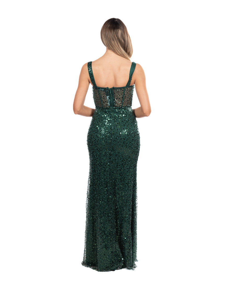 Berti Mode Collection abito verde in paillettes
