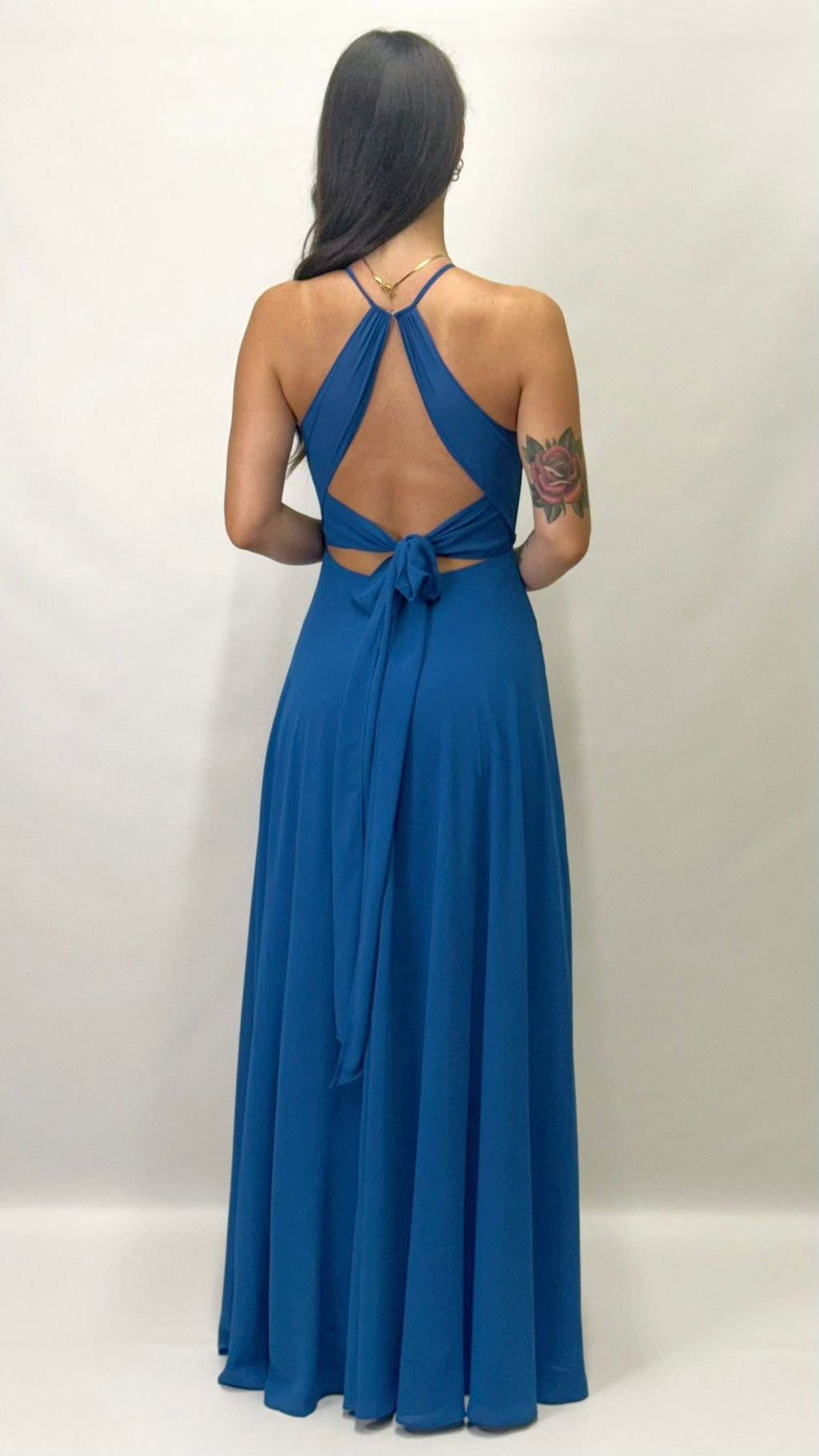 Abito Lungo Cerimonia con Scollo Americano blu oltremare - Berti Mode Collection