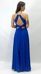 Abito Lungo Cerimonia con Scollo Americano blu royal - Berti Mode Collection
